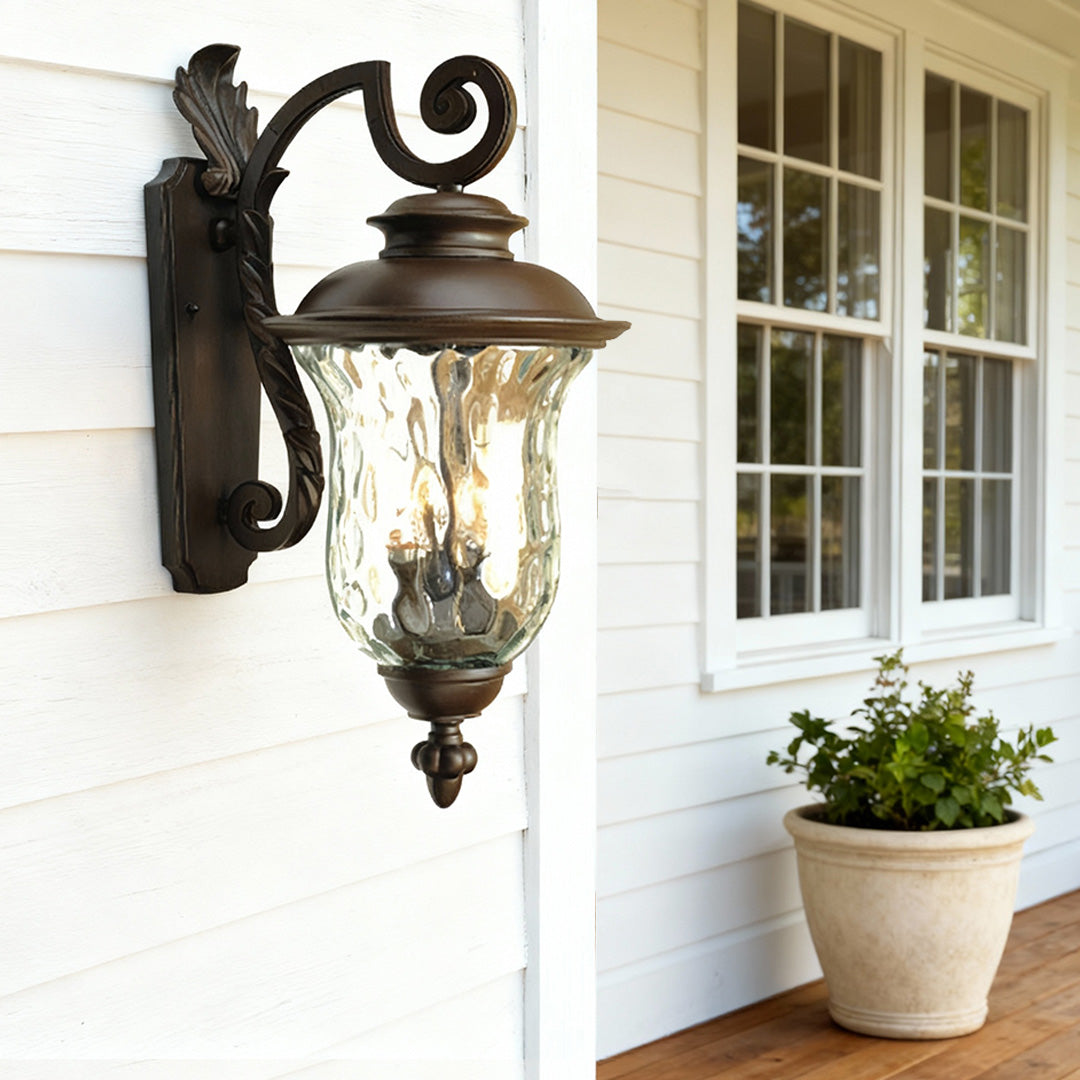 Chestnut Black Aluminum Outdoor Wall Sconce with Clear Glass Shade