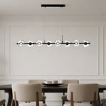 Linear LED Pendant Light in Black or Gold, Modern Nordic Chandelier for Dining and Living Spaces
