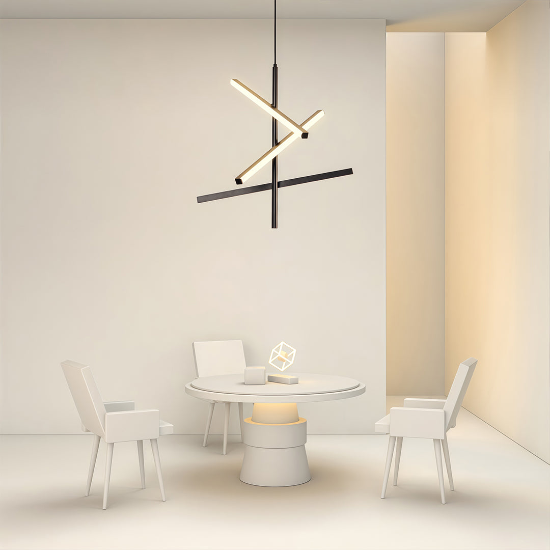Linear LED Chandelier in Iron – Modern Nordic Pendant for Dining & Kitchen