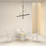 Linear LED Chandelier in Iron – Modern Nordic Pendant for Dining & Kitchen