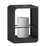 Black Rectangular Outdoor Lantern with Wooden Base