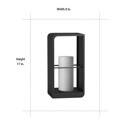 Black Rectangular Outdoor Lantern with Wooden Base