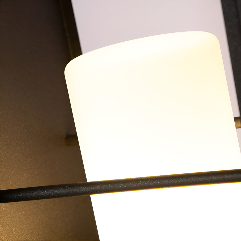 Black Rectangular Outdoor Lantern with Wooden Base