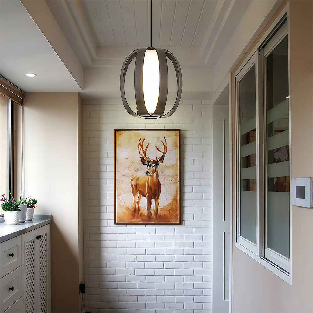 Modern Lantern Pendant Light with LED – Minimalist Ceiling Fixture in Four Finishes