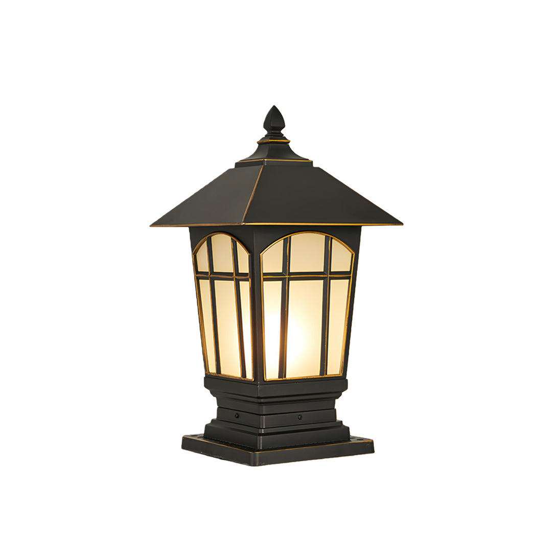 European Outdoor Pillar Light in Chestnut Aluminum with Clear Glass