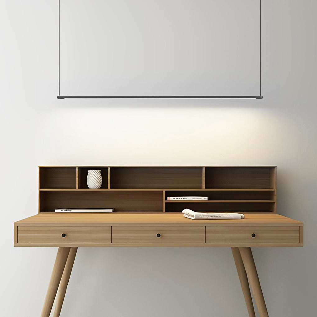 Modern Linear LED Pendant Light in Black for Dining Room and Kitchen Island