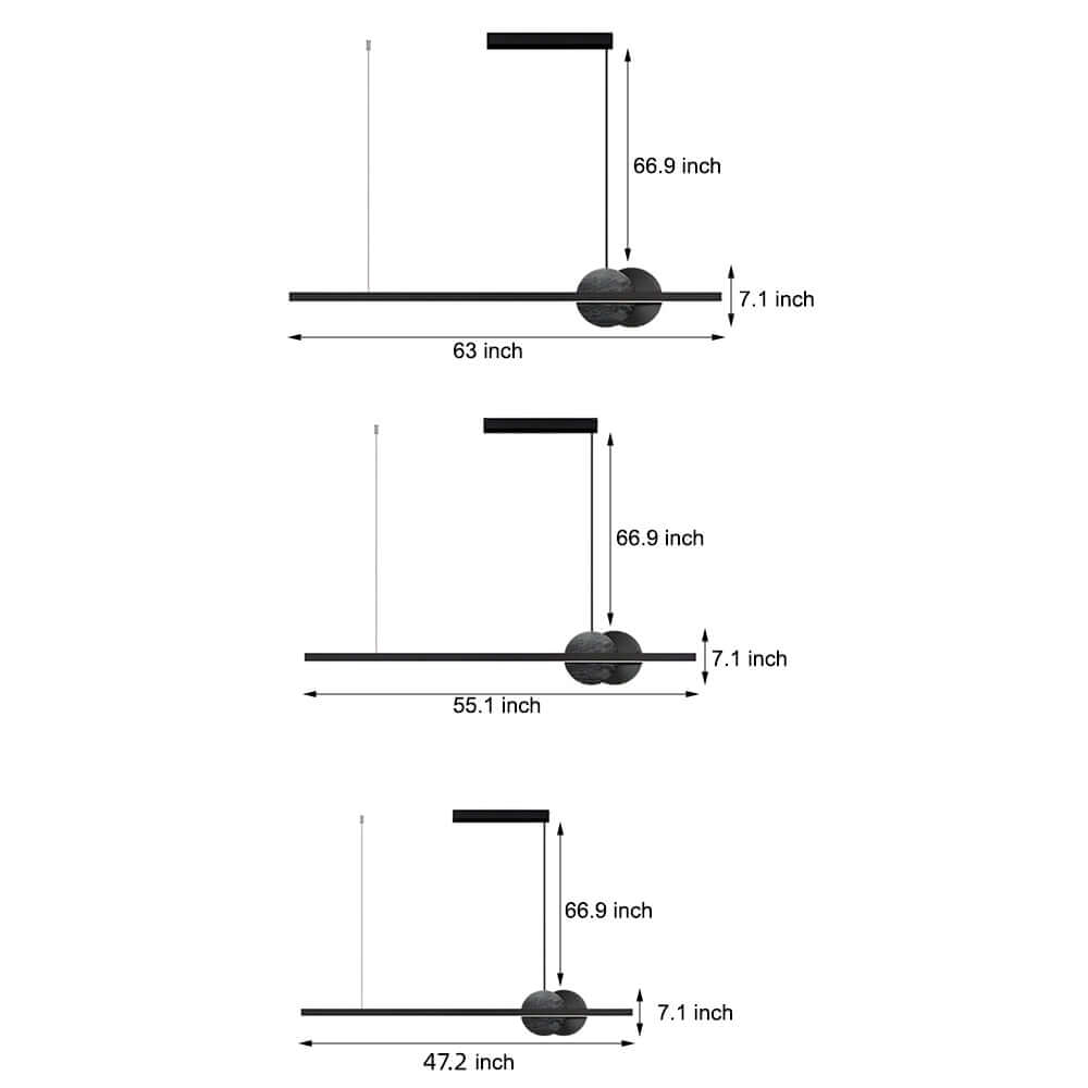 Marble Linear LED Pendant Light – Modern Black Aluminum Island Lighting