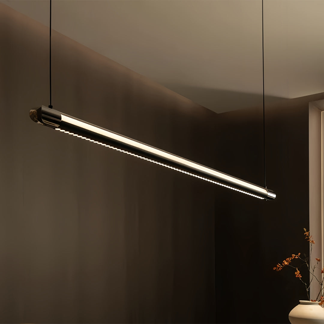 Matte Black Linear LED Pendant Light for Kitchen Island and Dining Table
