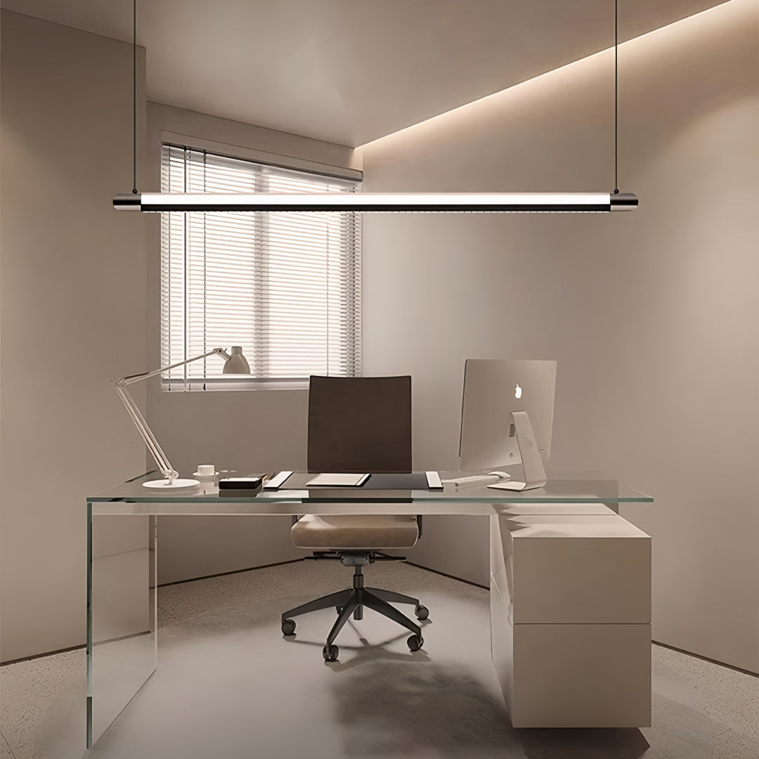 Matte Black Linear LED Pendant Light for Kitchen Island and Dining Table