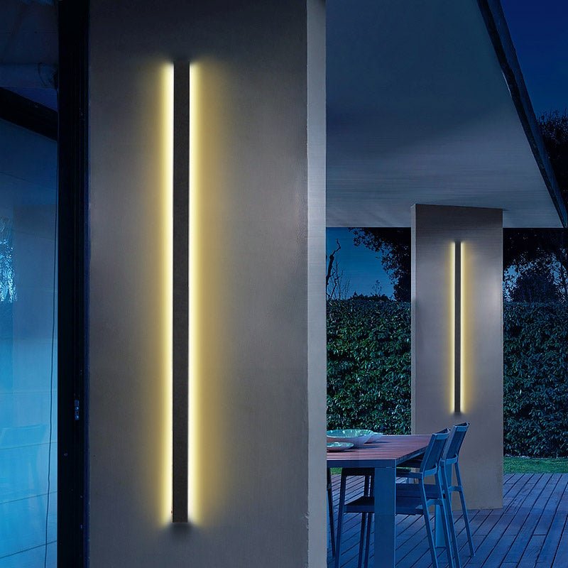 Linear LED Outdoor Wall Light in Matte Black, IP65 Waterproof Architectural Sconce