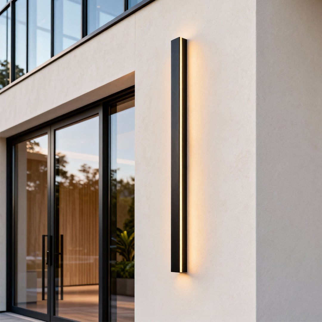 Linear LED Outdoor Wall Light in Matte Black, IP65 Waterproof Architectural Sconce