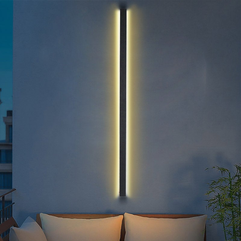 Linear LED Outdoor Wall Light in Matte Black, IP65 Waterproof Architectural Sconce