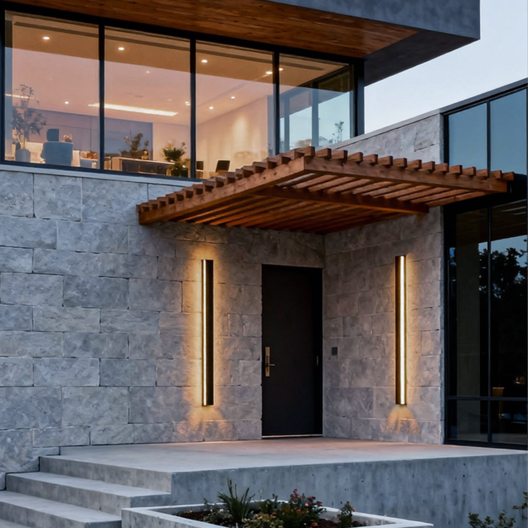 Linear LED Outdoor Wall Light in Matte Black, IP65 Waterproof Architectural Sconce