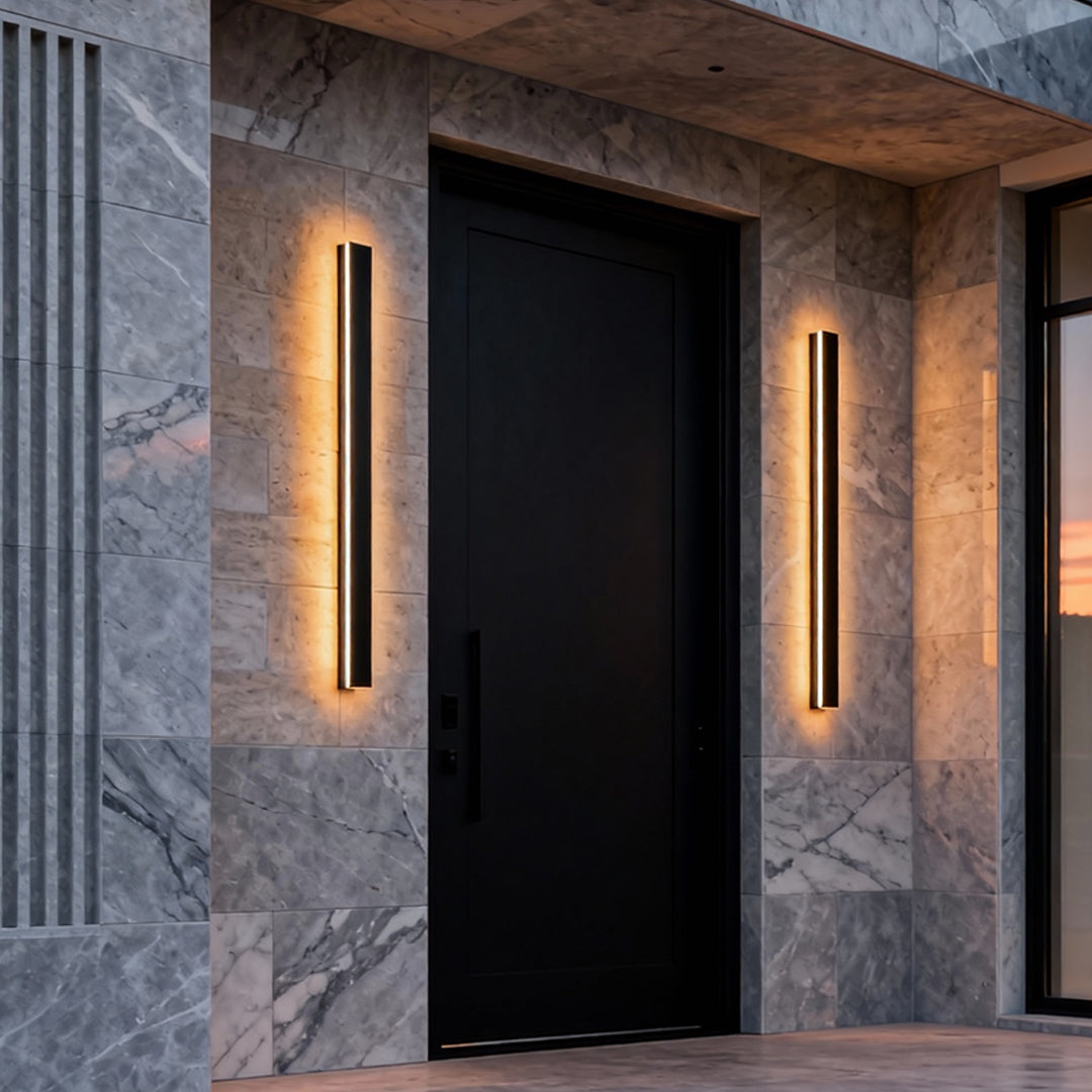 Linear LED Outdoor Wall Light in Matte Black, IP65 Waterproof Architectural Sconce