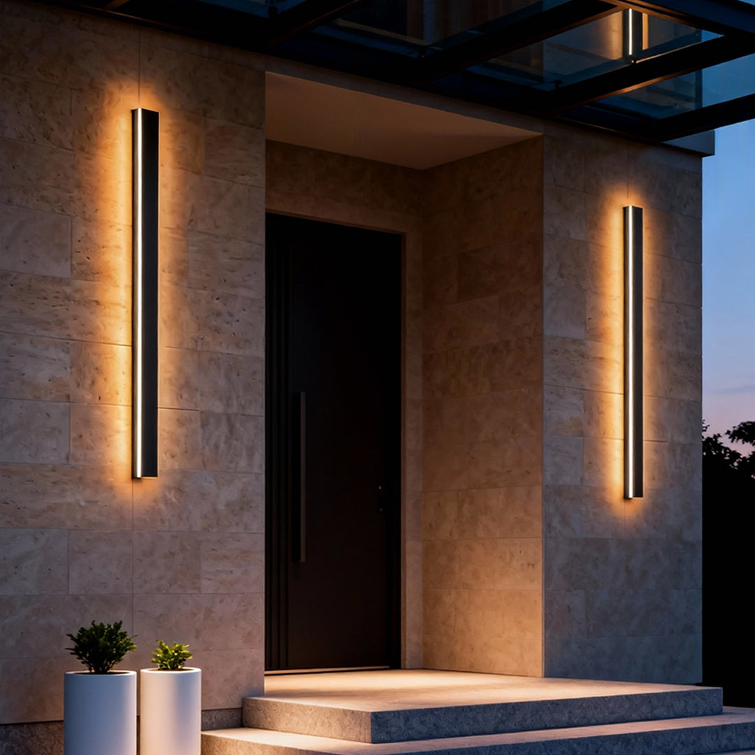 Linear LED Outdoor Wall Light in Matte Black, IP65 Waterproof Architectural Sconce