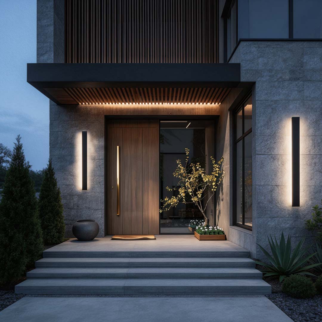 Modern Black Linear LED Wall Sconce, Waterproof Outdoor Lighting