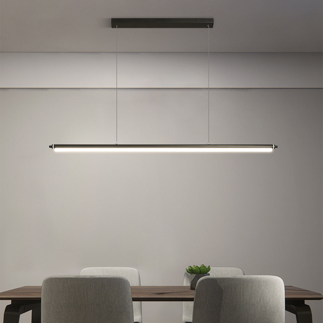Nordic Minimalist Linear LED Pendant Light in Black Aluminum