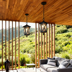 Aria Outdoor Pendant Light – Black Aluminum & Glass Lantern
