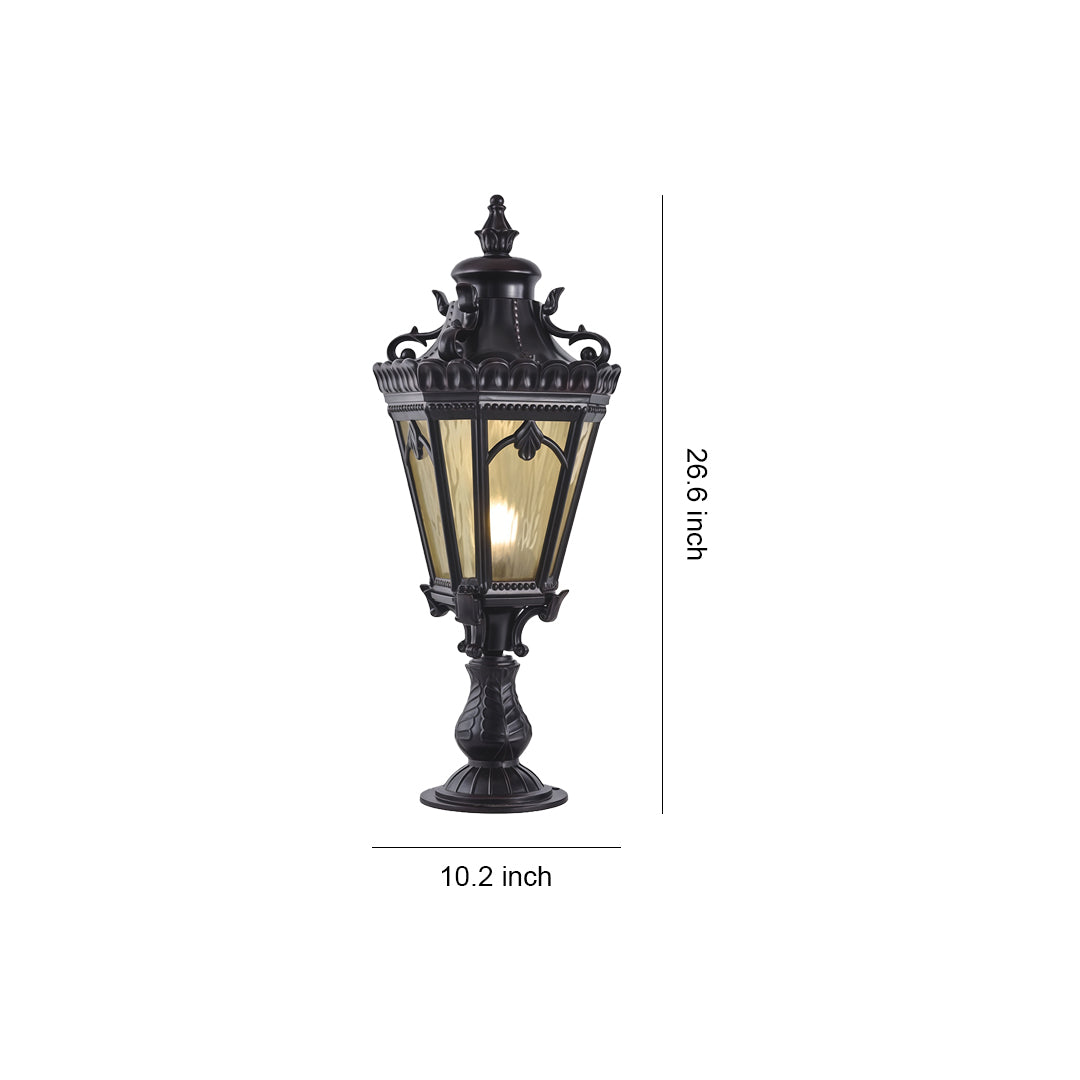 Black Aluminum Outdoor Column Light with Clear Glass Shade