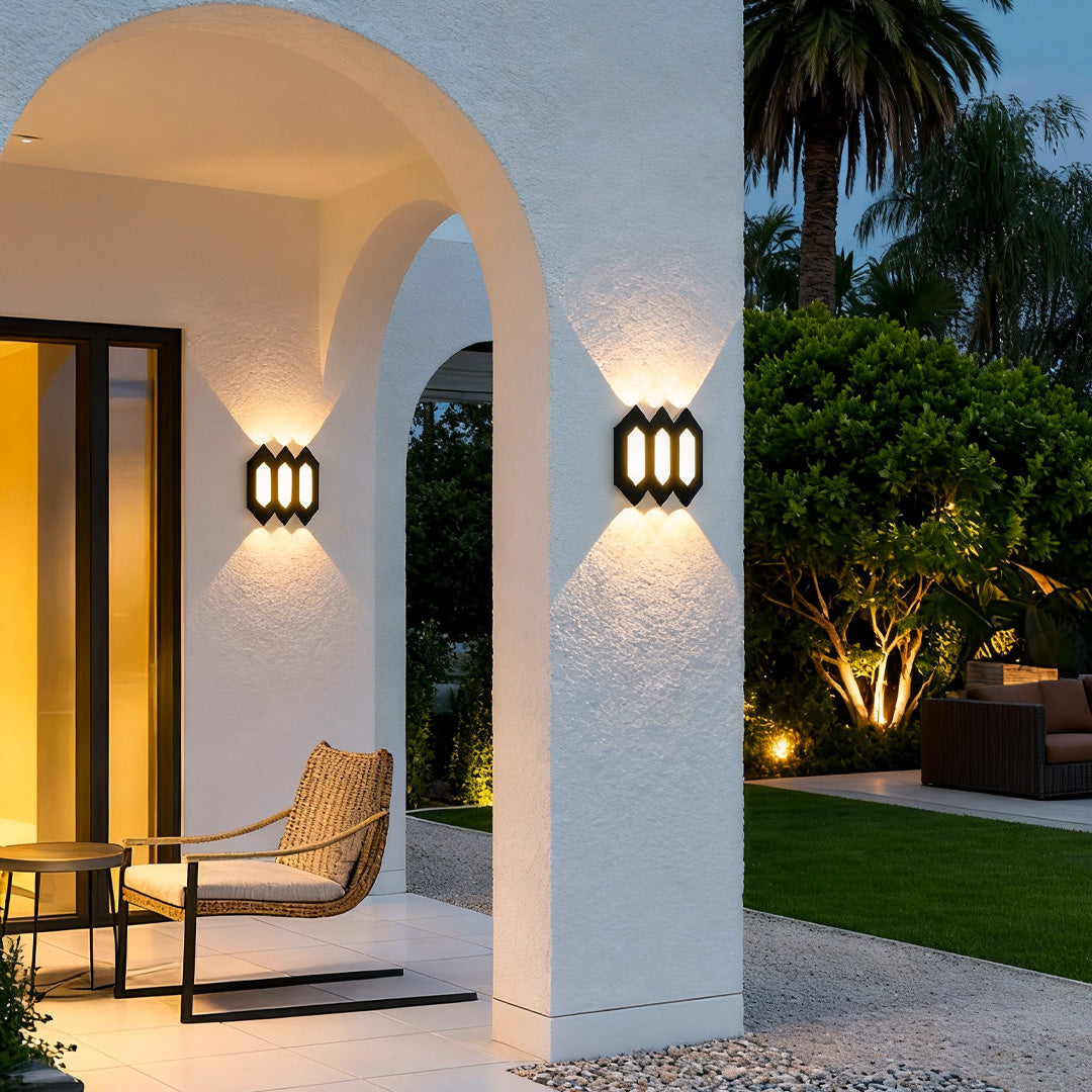 Hexa Outdoor Up & Down Wall Light – Modern Nordic LED Sconce in Black