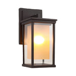 Black Aluminum Outdoor Wall Sconce with Amber Glass
