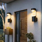 Modern Outdoor Wall Sconce with Adjustable Color Temperature, Black Aluminum