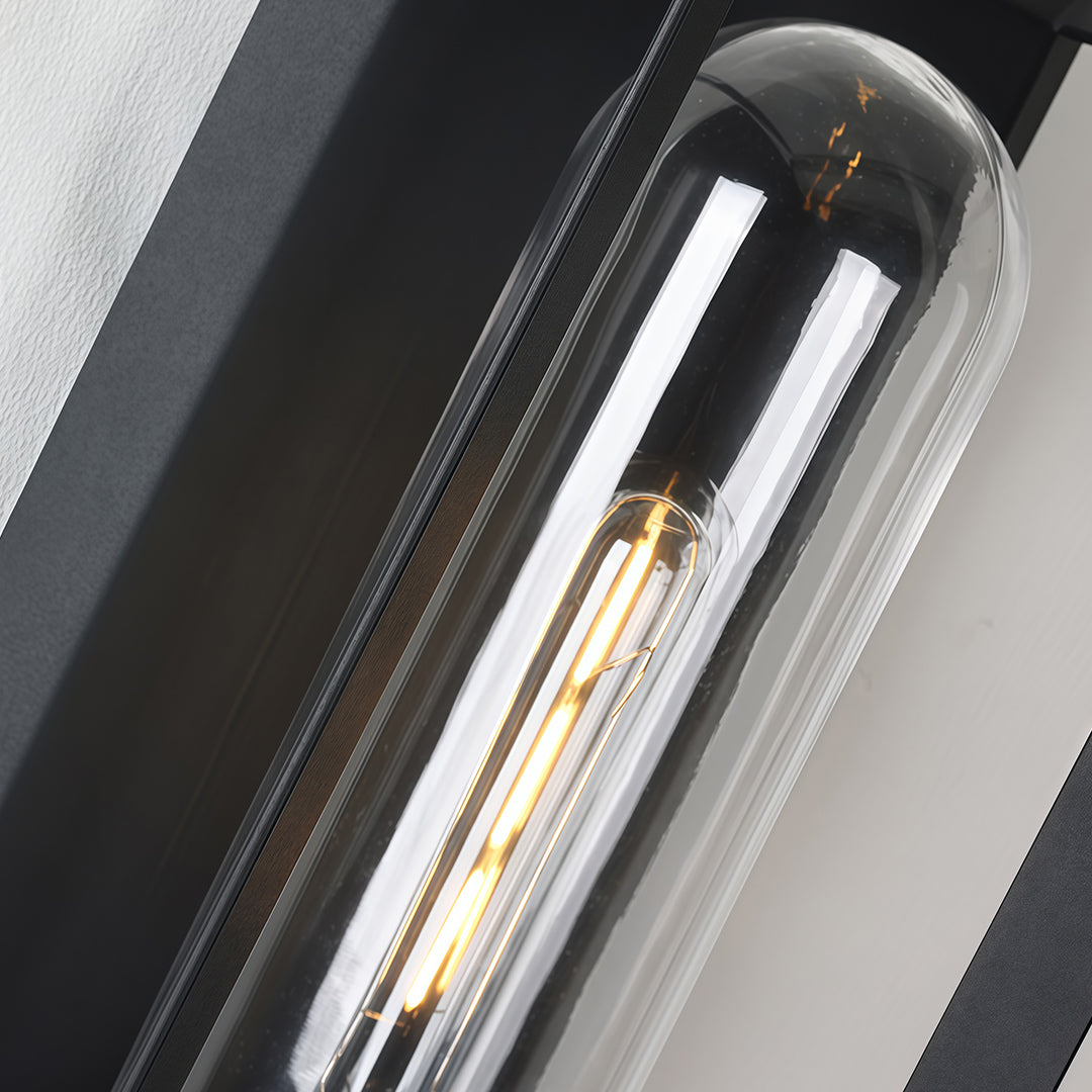 Modern Square Outdoor Wall Sconce in Matte Black, IP54 Waterproof