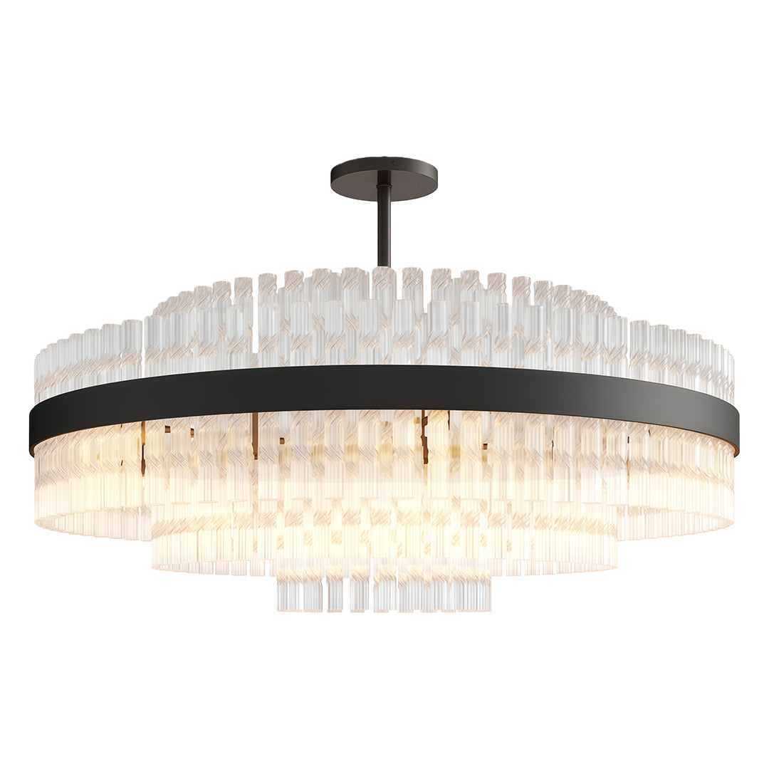 Full Copper Modern Chandelier with Clear Glass Shade for Dining Room and Living Room