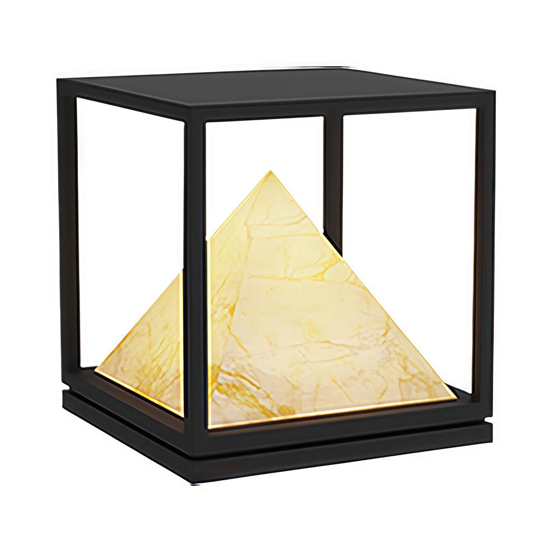 Aurelia Outdoor Pillar Light in Artificial Marble and Stainless Steel