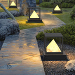 Aurelia Outdoor Pillar Light in Artificial Marble and Stainless Steel