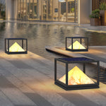 Aurelia Outdoor Pillar Light in Artificial Marble and Stainless Steel