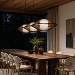 Rattan Pendant Light with Radiating Bamboo Frame – Black Finish