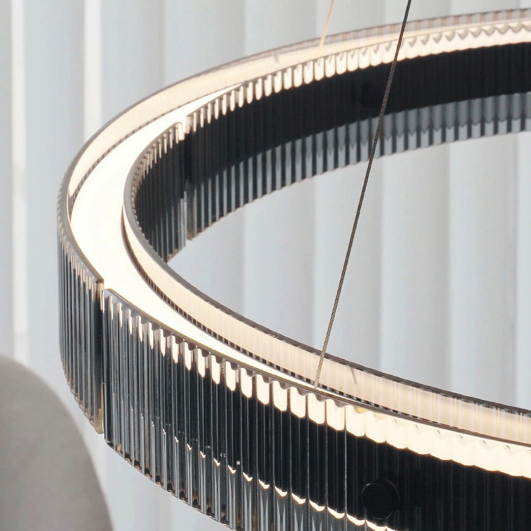 Black Round Chandelier Minimalist Italian Glass Pendant Light