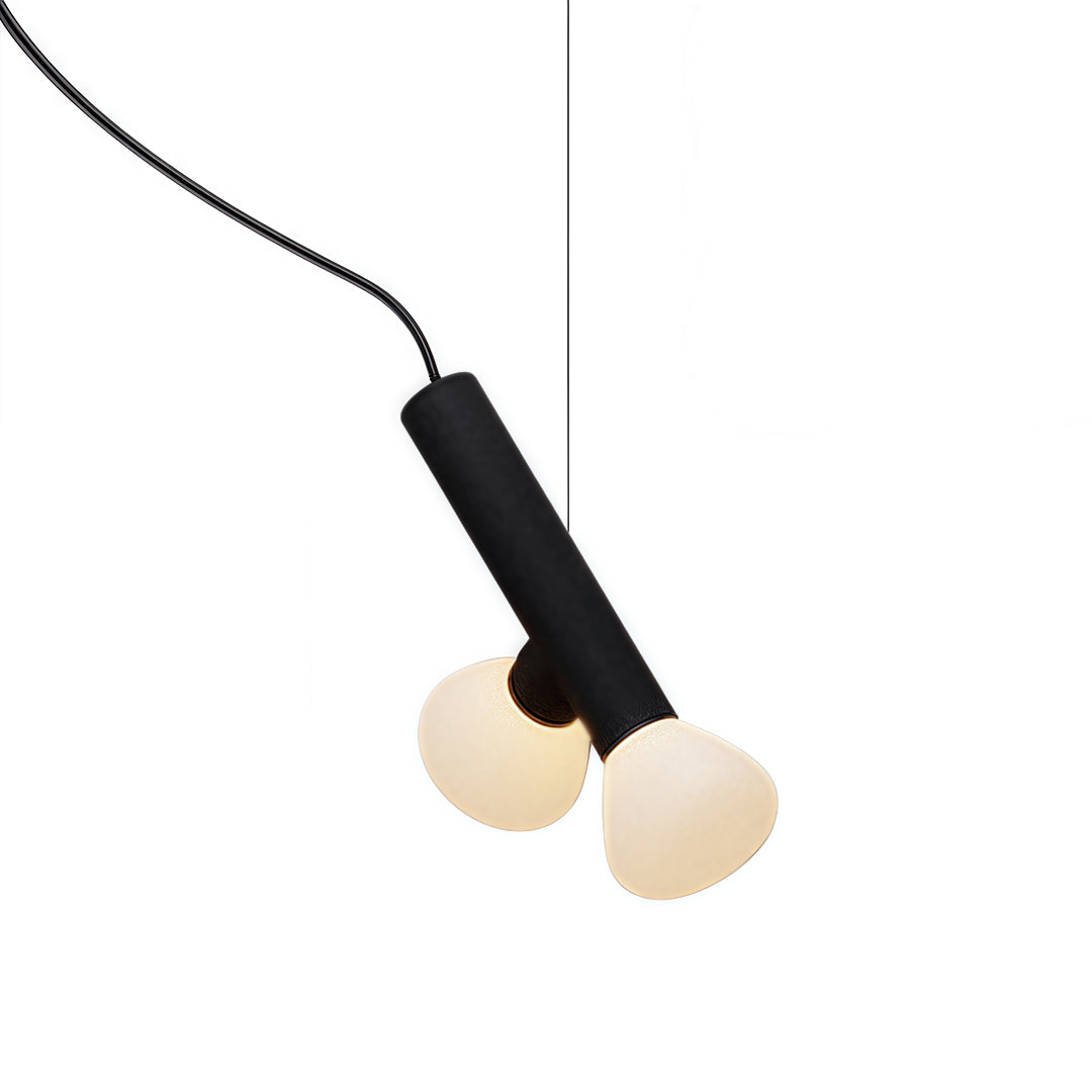 Cylindrical Black Pendant Light with Clear Glass Shade