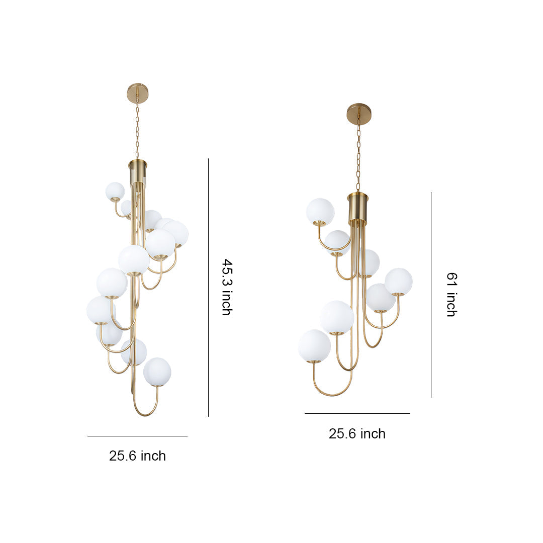 French Elegance Spiral Globe Chandelier in Gold or Black, 8 or 12 Lights
