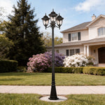 European Three-Light LED Post Lamp for Villa Gardens