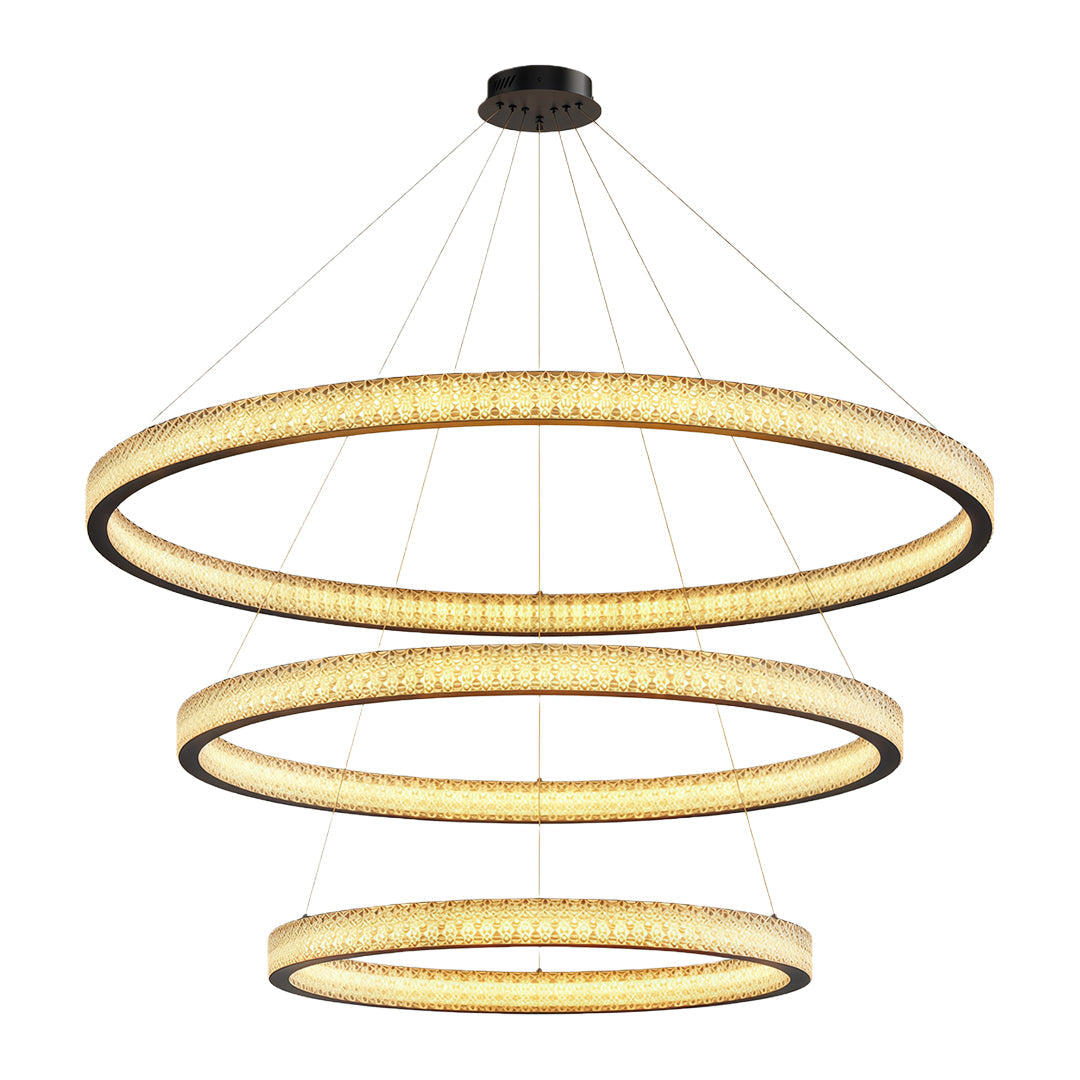 Aurelia Circular LED Chandelier in Copper, Chrome, or Black