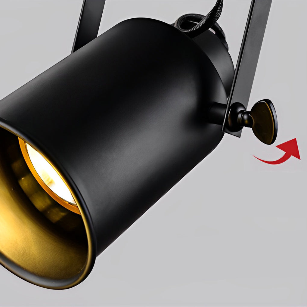 Industrial Black Track Lighting Fixture with Adjustable Spotlights