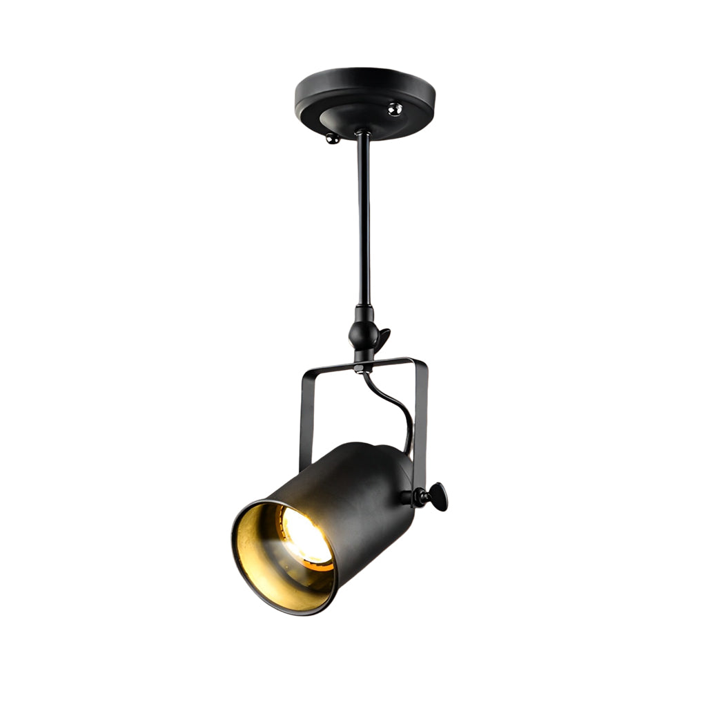 Industrial Black Track Lighting Fixture with Adjustable Spotlights