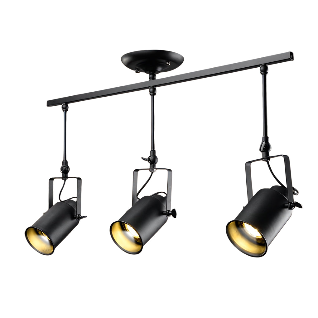 Industrial Black Track Lighting Fixture with Adjustable Spotlights