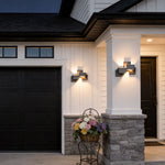 Geometric Black Up Down Outdoor Wall Sconce with Warm LED Light
