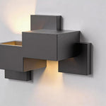 Geometric Black Up Down Outdoor Wall Sconce with Warm LED Light