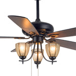 Artisan Wood Grain Ceiling Fan with Integrated Lighting – Vintage Modern Design