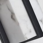 Outdoor Wall Sconce with Faux Marble Shade in Black Stainless Steel