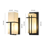 Outdoor Wall Sconce with Faux Marble Shade in Black Stainless Steel