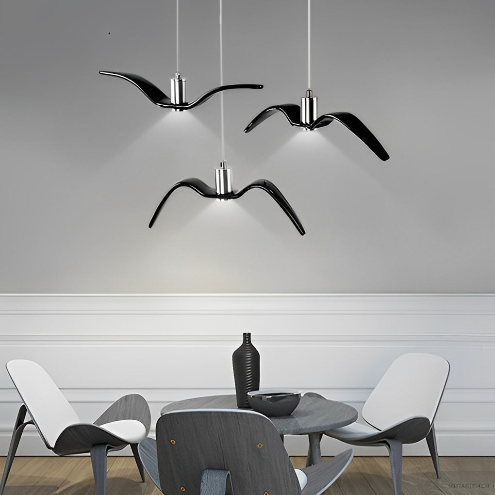 Wing Pendant Light Modern Seagull LED Metal Hanging Lamp