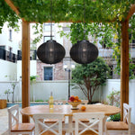 Black Woven Rattan Pendant Light, Waterproof Outdoor Hanging Lamp