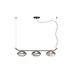 Minimalist Black Wrought Iron Chandelier with Smoked Glass Shades