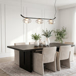 Minimalist Black Wrought Iron Chandelier with Smoked Glass Shades