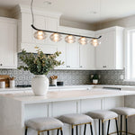 Minimalist Black Wrought Iron Chandelier with Smoked Glass Shades